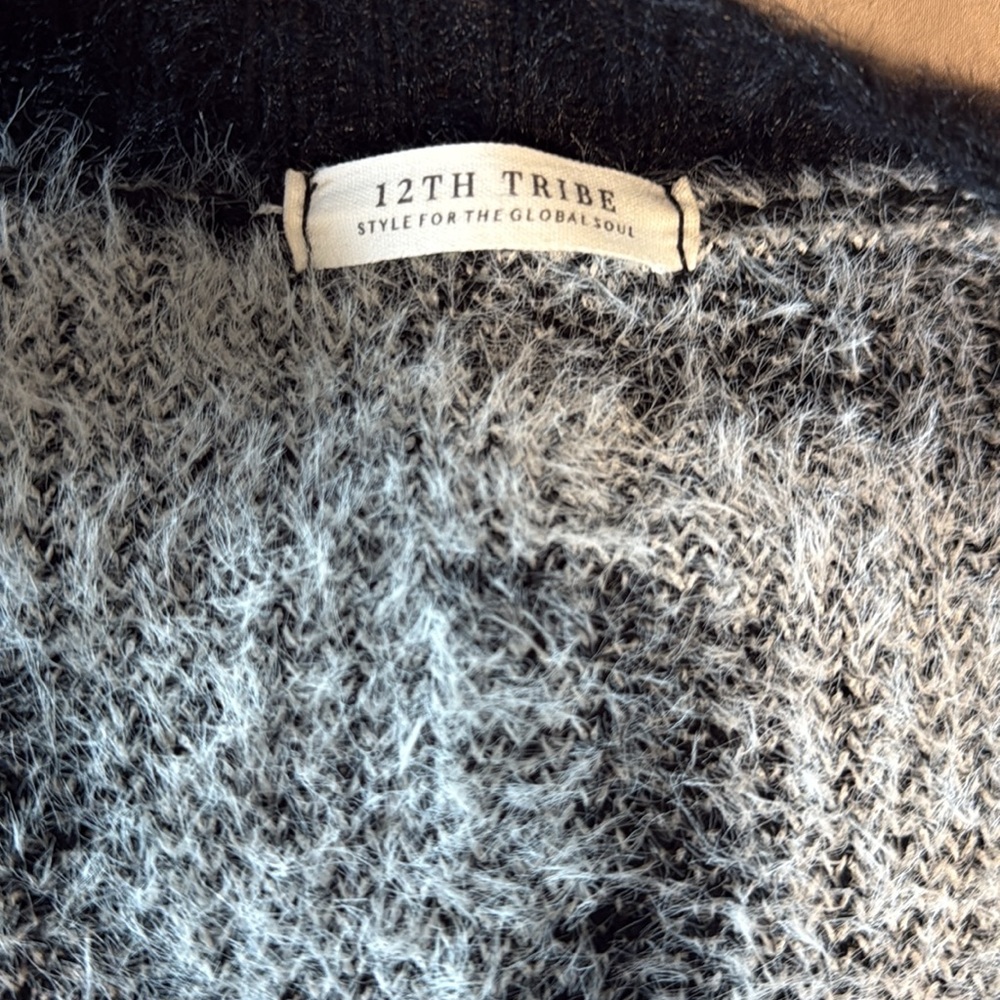12th Tribe Black and White Zebra Cardigan - Picture 2 of 4